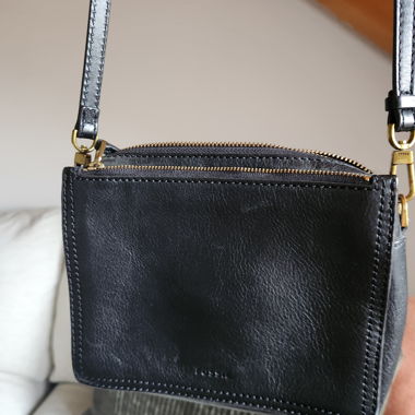 Fossil Black Leather Crossbody Bag
