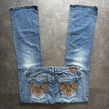 “Petal Y3” Vintage Denim Bootcut Low-Waist Jeans