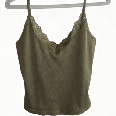 Rippen-Spitzentop khaki