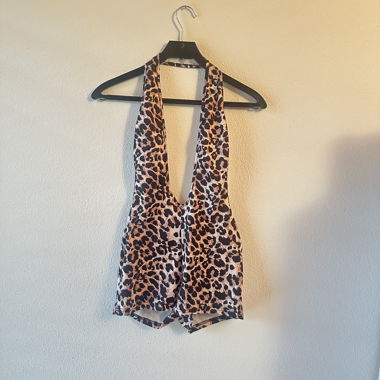 Leopard print halter romper