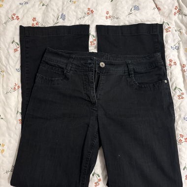 Black straight-leg/flared jeans