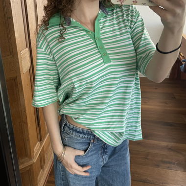 Polo rayé vert et blanc