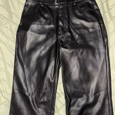 Straight leather trousers