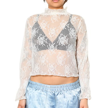 Lace sheer long-sleeve top Vintage