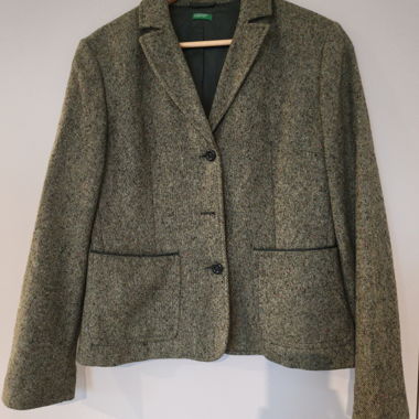 Damen-Tweed-Blazer grün 67% Wolle