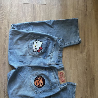 bape x hello kitty jeans