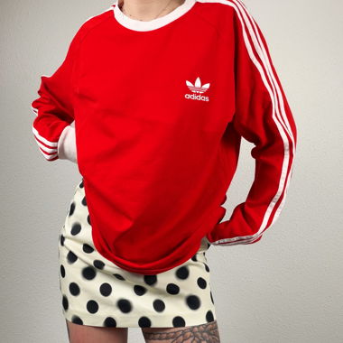 Felpa Adidas rossa a maniche lunghe