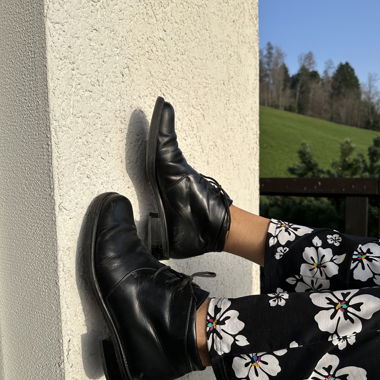 Schwarze Gabor Leder-Schnürstiefeletten
