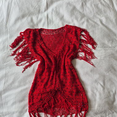 Top perle rouge 