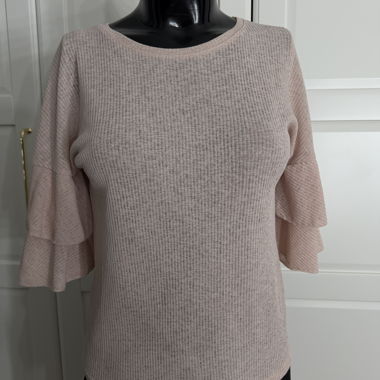 Top in maglia con volant rosa XS