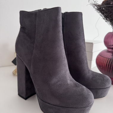 Grey Platform Ankle Boots