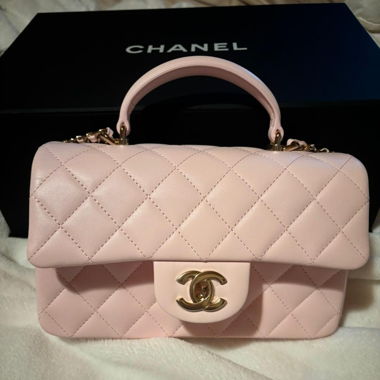 Chanel Rectangular Mini Top Handle 22P Light Pink