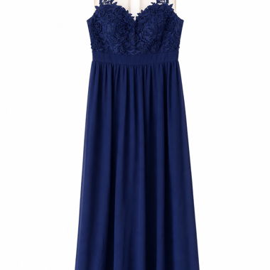 Robe de soirée bleue en dentelle