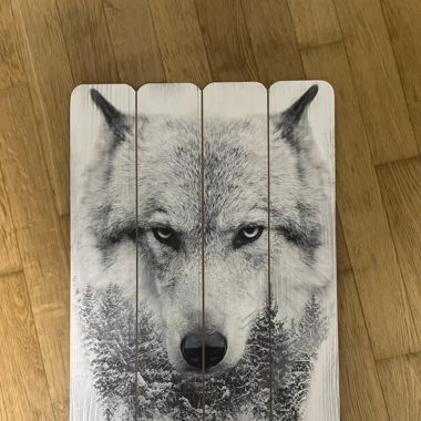 Wolf-Bild auf Holz