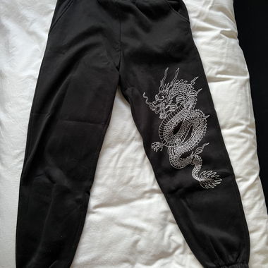 Pantalone da jogging nero con stampa drago, Tg. M