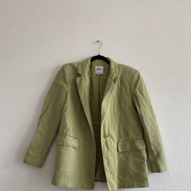 Zara Leinen Blazer Oliv Grün Gr. M