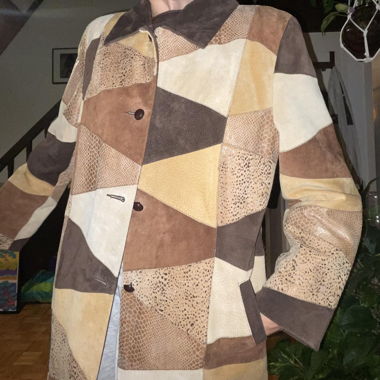 Splendida giacca in pelle vintage patchwork