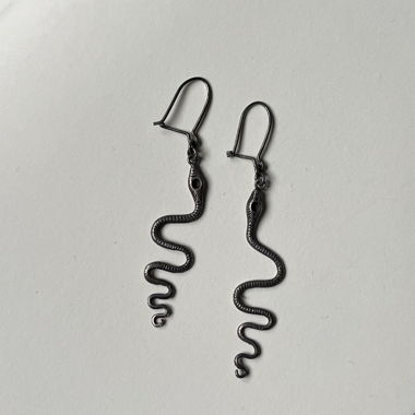 Boucles d'oreilles serpent vintage en argent 925