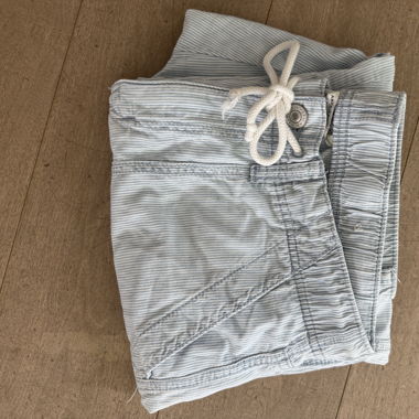 Lange Pluderhose gestreift blau/weiss