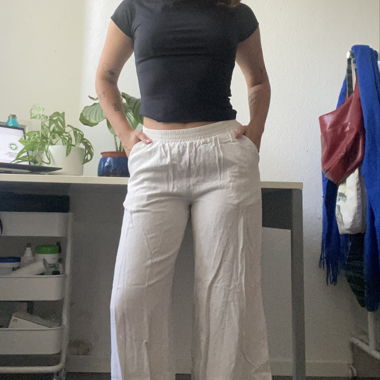 Pantalon en lin blanc ample