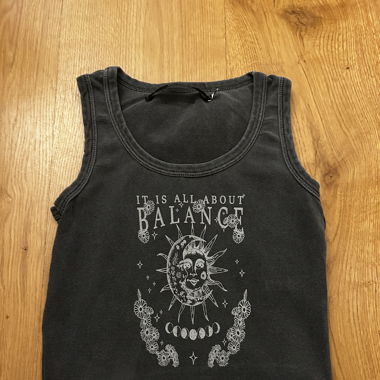 YouCom Cropped Black Tank Top With Print