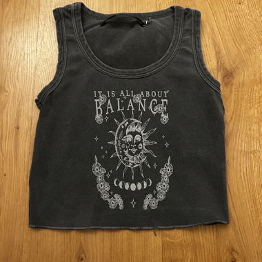 YouCom Cropped Black Tank Top With Print