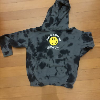 Black Hoodie with Smiley Print