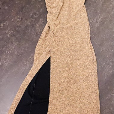 Gold Pull&Bear Evening Dress with Slit