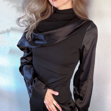 Elegant Black Satin Blouse for Women 