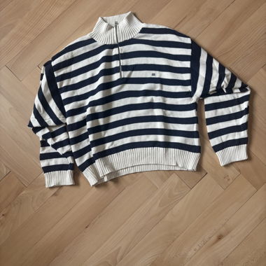 Pull en maille à demi-zip rayé