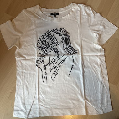 T-shirt blanc avec broderie noire H&M