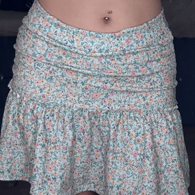 Floral Skirt with Ruffles