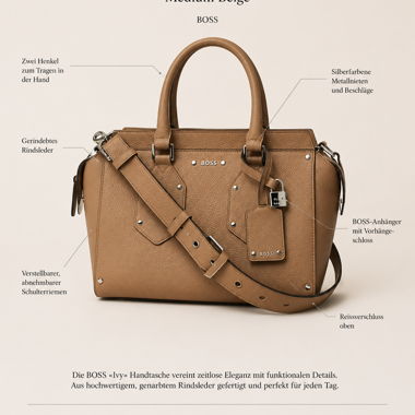 Sac en cuir BOSS «Ivy», moyen beige