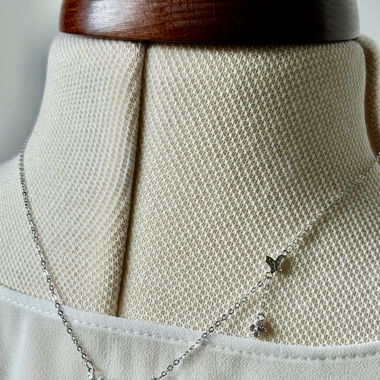 Flowers gem setting necklace silver 925