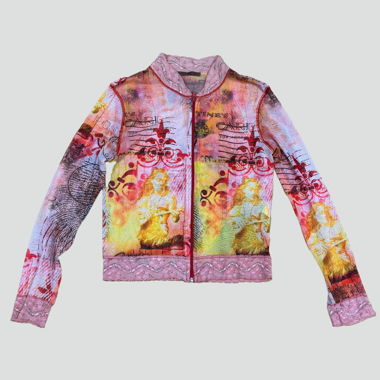 Y2K style "Maillili" see-through graphic zip-up
