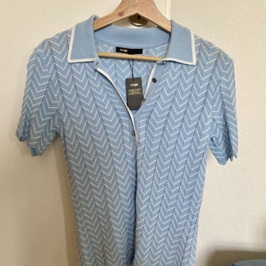 Maje baby blue polo knit