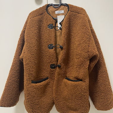 Flauschige Teddyjacke in Braun
