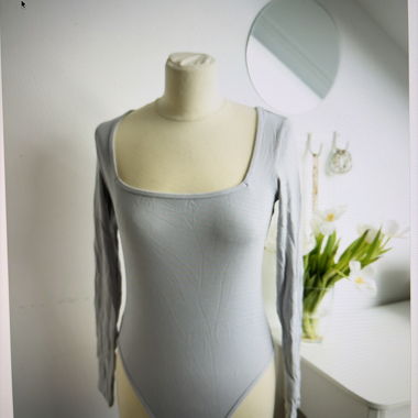 Grey Long-Sleeve Bodysuit