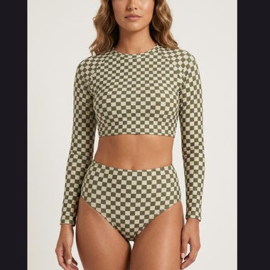 Surfbikini , Karierter Zweiteiler Badeanzug