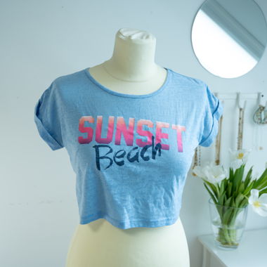 Blue Crop Top "Sunset Beach"