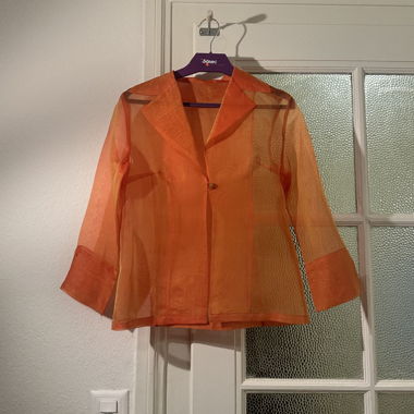 Sheer Orange Mesh Cardigan 