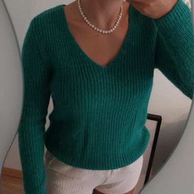 Camaïeu Grün/Türkis gestrickter Pullover