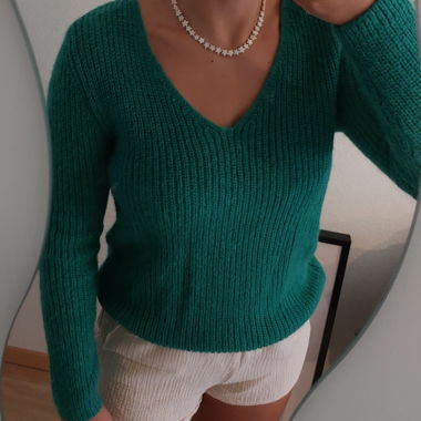 Camaïeu Grün/Türkis gestrickter Pullover