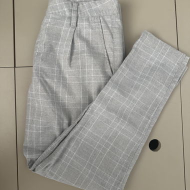 Pantalon carreaux gris Oxford
