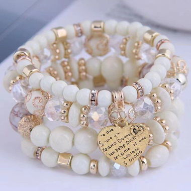 Set mit 4 Armbändern (fabrikneu) beige/altwei/gold