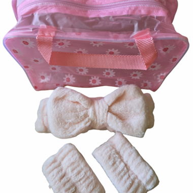 Lot d'accessoires cheveux en peluche rose