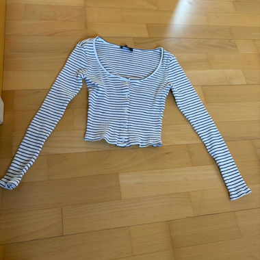 Striped Ribbed Long-Sleeve Top