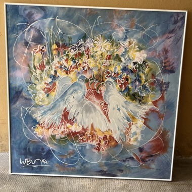 Framed Abstract Bird Picture