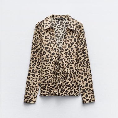 ZARA Bluse mit Leopardenmuster