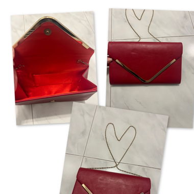 Elegante Clutch Tasche - weinrot / gold